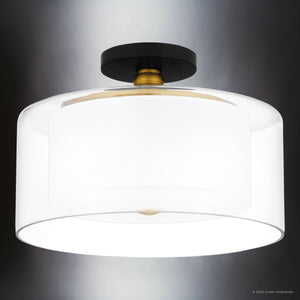 Urban Ambiance - Ceiling Light - UQL5062 Minimalist Indoor Ceiling Light, 9.75''H x 14.00''W x 14.00''D, Matte Black Finish, Velbert Collection - 