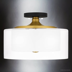 Urban Ambiance - Ceiling Light - UQL5062 Minimalist Indoor Ceiling Light, 9.75''H x 14.00''W x 14.00''D, Matte Black Finish, Velbert Collection - 