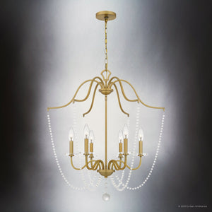 Urban Ambiance - Chandelier - UQL5120 English Country Indoor Chandelier, 31.50''H x 28.00''W x 28.00''D, Aged Brass Finish, Brampton Collection - 