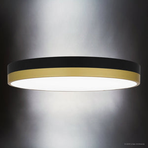 Urban Ambiance - Ceiling Light - UQL5150 Industrial Indoor Ceiling Light, 2.00''H x 15.00''W x 15.00''D, Matte Black Gold Finish, Minot Collection - 
