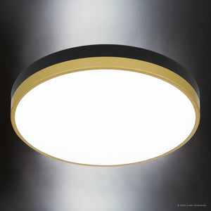 Urban Ambiance - Ceiling Light - UQL5150 Industrial Indoor Ceiling Light, 2.00''H x 15.00''W x 15.00''D, Matte Black Gold Finish, Minot Collection - 