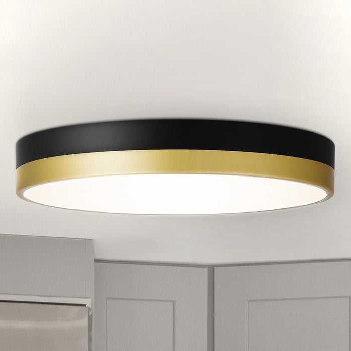 UQL5150 Industrial Indoor Ceiling Light, 2.00''H x 15.00''W x 15.00''D, Matte Black Gold Finish, Minot Collection