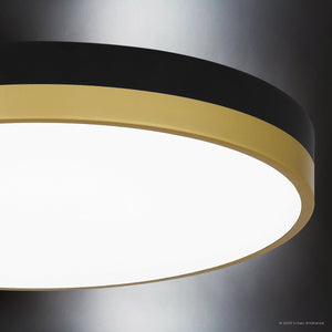 Urban Ambiance - Ceiling Light - UQL5150 Industrial Indoor Ceiling Light, 2.00''H x 15.00''W x 15.00''D, Matte Black Gold Finish, Minot Collection - 