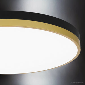 Urban Ambiance - Ceiling Light - UQL5154 Industrial Indoor Ceiling Light, 2.00''H x 20.00''W x 20.00''D, Matte Black Gold Finish, Minot Collection - 