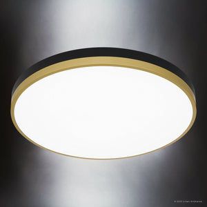 Urban Ambiance - Ceiling Light - UQL5154 Industrial Indoor Ceiling Light, 2.00''H x 20.00''W x 20.00''D, Matte Black Gold Finish, Minot Collection - 