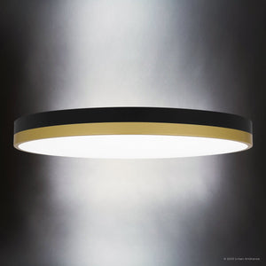 Urban Ambiance - Ceiling Light - UQL5154 Industrial Indoor Ceiling Light, 2.00''H x 20.00''W x 20.00''D, Matte Black Gold Finish, Minot Collection - 