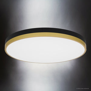 Urban Ambiance - Ceiling Light - UQL5154 Industrial Indoor Ceiling Light, 2.00''H x 20.00''W x 20.00''D, Matte Black Gold Finish, Minot Collection - 