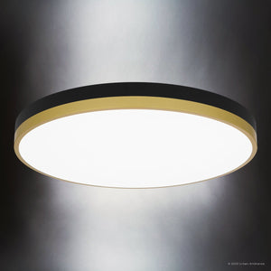 Urban Ambiance - Ceiling Light - UQL5154 Industrial Indoor Ceiling Light, 2.00''H x 20.00''W x 20.00''D, Matte Black Gold Finish, Minot Collection - 
