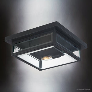 Urban Ambiance - Ceiling Light - UQL5161 Modern Farmhouse Indoor Ceiling Light, 4.00''H x 12.00''W x 12.00''D, Earth Black Finish, Quincy Collection - 