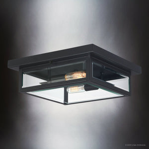Urban Ambiance - Ceiling Light - UQL5161 Modern Farmhouse Indoor Ceiling Light, 4.00''H x 12.00''W x 12.00''D, Earth Black Finish, Quincy Collection - 