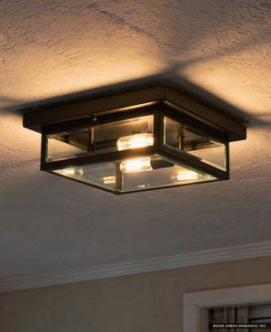 Urban Ambiance - Ceiling Light - UQL5161 Modern Farmhouse Indoor Ceiling Light, 4.00''H x 12.00''W x 12.00''D, Earth Black Finish, Quincy Collection -