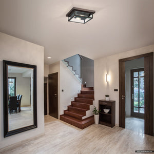 Urban Ambiance - Ceiling Light - UQL5162 Modern Farmhouse Indoor Ceiling Light, 4.00''H x 12.00''W x 12.00''D, Western Bronze Finish, Quincy Collection - 
