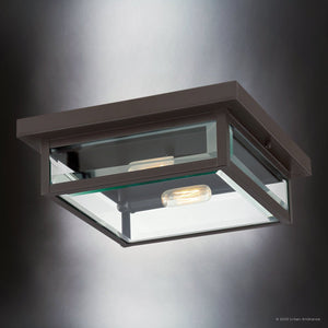 Urban Ambiance - Ceiling Light - UQL5162 Modern Farmhouse Indoor Ceiling Light, 4.00''H x 12.00''W x 12.00''D, Western Bronze Finish, Quincy Collection - 