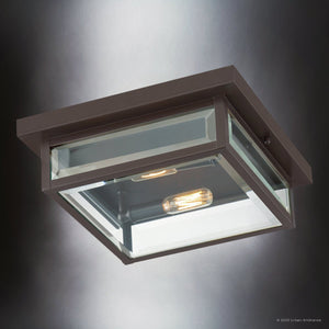 Urban Ambiance - Ceiling Light - UQL5162 Modern Farmhouse Indoor Ceiling Light, 4.00''H x 12.00''W x 12.00''D, Western Bronze Finish, Quincy Collection - 