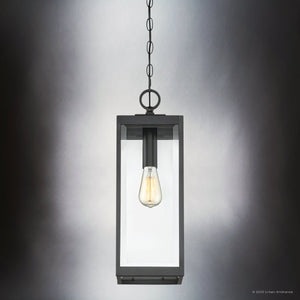 Urban Ambiance - Pendant - UQL5165 Modern Farmhouse Indoor Pendant, 20.75''H x 7.00''W x 7.00''D, Earth Black Finish, Quincy Collection - 