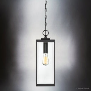 Urban Ambiance - Pendant - UQL5165 Modern Farmhouse Indoor Pendant, 20.75''H x 7.00''W x 7.00''D, Earth Black Finish, Quincy Collection - 