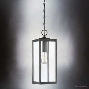 Urban Ambiance - Pendant - UQL5165 Modern Farmhouse Indoor Pendant, 20.75''H x 7.00''W x 7.00''D, Earth Black Finish, Quincy Collection - 