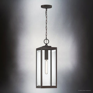 Urban Ambiance - Pendant - UQL5166 Modern Farmhouse Indoor Pendant, 20.75''H x 7.00''W x 7.00''D, Western Bronze Finish, Quincy Collection - 