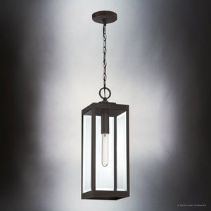 Urban Ambiance - Pendant - UQL5166 Modern Farmhouse Indoor Pendant, 20.75''H x 7.00''W x 7.00''D, Western Bronze Finish, Quincy Collection - 