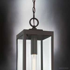 Urban Ambiance - Pendant - UQL5166 Modern Farmhouse Indoor Pendant, 20.75''H x 7.00''W x 7.00''D, Western Bronze Finish, Quincy Collection - 