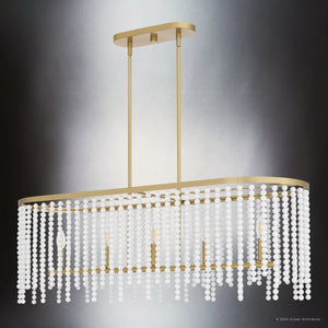 Urban Ambiance - Chandelier - UQL5221 Contemporary Indoor Chandelier, 14.5''H x 41.25''W x 13.75''D, Aged Brass Finish, Warsaw Collection - 