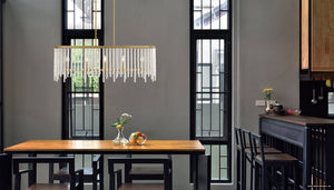 Urban Ambiance - Chandelier - UQL5221 Contemporary Indoor Chandelier, 14.5''H x 41.25''W x 13.75''D, Aged Brass Finish, Warsaw Collection - 