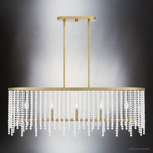 Urban Ambiance - Chandelier - UQL5221 Contemporary Indoor Chandelier, 14.5''H x 41.25''W x 13.75''D, Aged Brass Finish, Warsaw Collection - 