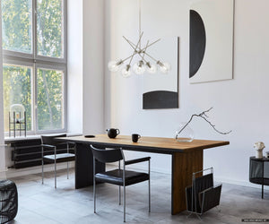 Urban Ambiance - Chandelier - UQL5230 Modern Indoor Chandelier, 10.75''H x 26''W x 26''D, Brushed Nickel Finish, Ballarat Collection - 