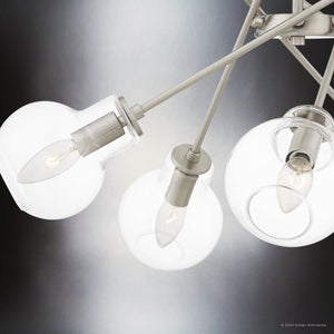Urban Ambiance - Chandelier - UQL5230 Modern Indoor Chandelier, 10.75''H x 26''W x 26''D, Brushed Nickel Finish, Ballarat Collection - 