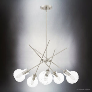 Urban Ambiance - Chandelier - UQL5230 Modern Indoor Chandelier, 10.75''H x 26''W x 26''D, Brushed Nickel Finish, Ballarat Collection - 