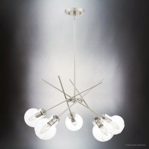 Urban Ambiance - Chandelier - UQL5230 Modern Indoor Chandelier, 10.75''H x 26''W x 26''D, Brushed Nickel Finish, Ballarat Collection - 