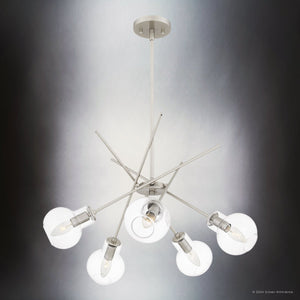 Urban Ambiance - Chandelier - UQL5230 Modern Indoor Chandelier, 10.75''H x 26''W x 26''D, Brushed Nickel Finish, Ballarat Collection - 