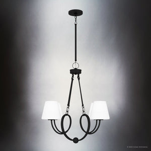 Urban Ambiance - Chandelier - UQL5250 Transitional Indoor Chandelier, 27.25''H x 27''W x 27''D, Matte Black Finish, Mildura Collection - 