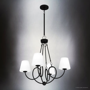 Urban Ambiance - Chandelier - UQL5250 Transitional Indoor Chandelier, 27.25''H x 27''W x 27''D, Matte Black Finish, Mildura Collection - 