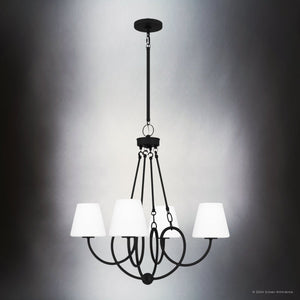 Urban Ambiance - Chandelier - UQL5250 Transitional Indoor Chandelier, 27.25''H x 27''W x 27''D, Matte Black Finish, Mildura Collection - 