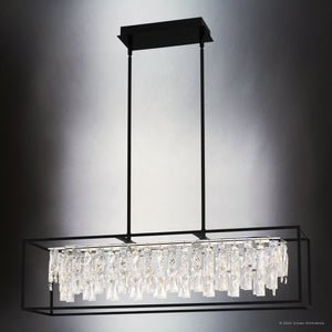 Urban Ambiance - Chandelier - UQL5261 Contemporary Indoor Chandelier, 10.25''H x 35.5''W x 9.25''D, Matte Black Finish, Stralsund Collection - 