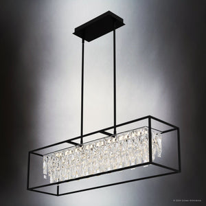 Urban Ambiance - Chandelier - UQL5261 Contemporary Indoor Chandelier, 10.25''H x 35.5''W x 9.25''D, Matte Black Finish, Stralsund Collection - 