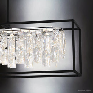 Urban Ambiance - Chandelier - UQL5261 Contemporary Indoor Chandelier, 10.25''H x 35.5''W x 9.25''D, Matte Black Finish, Stralsund Collection - 