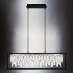 Urban Ambiance - Chandelier - UQL5261 Contemporary Indoor Chandelier, 10.25''H x 35.5''W x 9.25''D, Matte Black Finish, Stralsund Collection - 