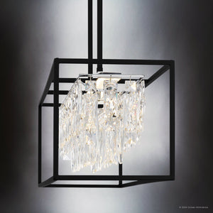 Urban Ambiance - Chandelier - UQL5261 Contemporary Indoor Chandelier, 10.25''H x 35.5''W x 9.25''D, Matte Black Finish, Stralsund Collection - 