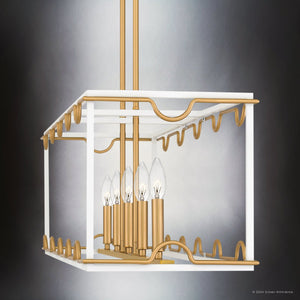 Urban Ambiance - Chandelier - UQL5270 English Country Indoor Chandelier, 12.25''H x 42''W x 12''D, Matte White Finish, Amsterdam Collection - 