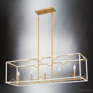 Urban Ambiance - Chandelier - UQL5270 English Country Indoor Chandelier, 12.25''H x 42''W x 12''D, Matte White Finish, Amsterdam Collection - 