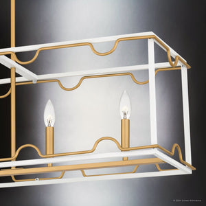 Urban Ambiance - Chandelier - UQL5270 English Country Indoor Chandelier, 12.25''H x 42''W x 12''D, Matte White Finish, Amsterdam Collection - 