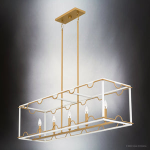 Urban Ambiance - Chandelier - UQL5270 English Country Indoor Chandelier, 12.25''H x 42''W x 12''D, Matte White Finish, Amsterdam Collection - 