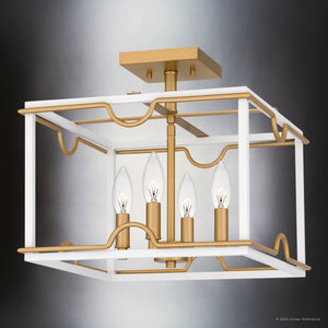 Urban Ambiance - Ceiling Light - UQL5271 English Country Indoor Ceiling Light, 13''H x 14''W x 14''D, Matte White Finish, Amsterdam Collection - 