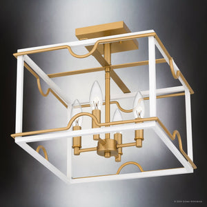 Urban Ambiance - Ceiling Light - UQL5271 English Country Indoor Ceiling Light, 13''H x 14''W x 14''D, Matte White Finish, Amsterdam Collection - 