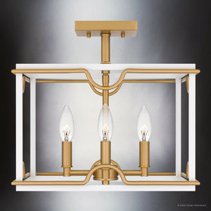 Urban Ambiance - Ceiling Light - UQL5271 English Country Indoor Ceiling Light, 13''H x 14''W x 14''D, Matte White Finish, Amsterdam Collection - 