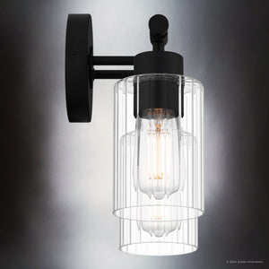 Urban Ambiance - Bath Light - UQL5290 Modern Indoor Bath Light, 10.25''H x 15''W x 6.25''D, Matte Black Finish, Canberra Collection - 