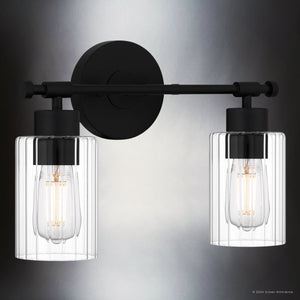 Urban Ambiance - Bath Light - UQL5290 Modern Indoor Bath Light, 10.25''H x 15''W x 6.25''D, Matte Black Finish, Canberra Collection - 