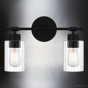 Urban Ambiance - Bath Light - UQL5290 Modern Indoor Bath Light, 10.25''H x 15''W x 6.25''D, Matte Black Finish, Canberra Collection - 